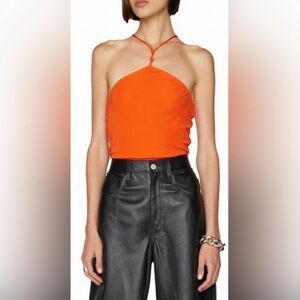 FRAME Knotted stretch-jersey bodysuit